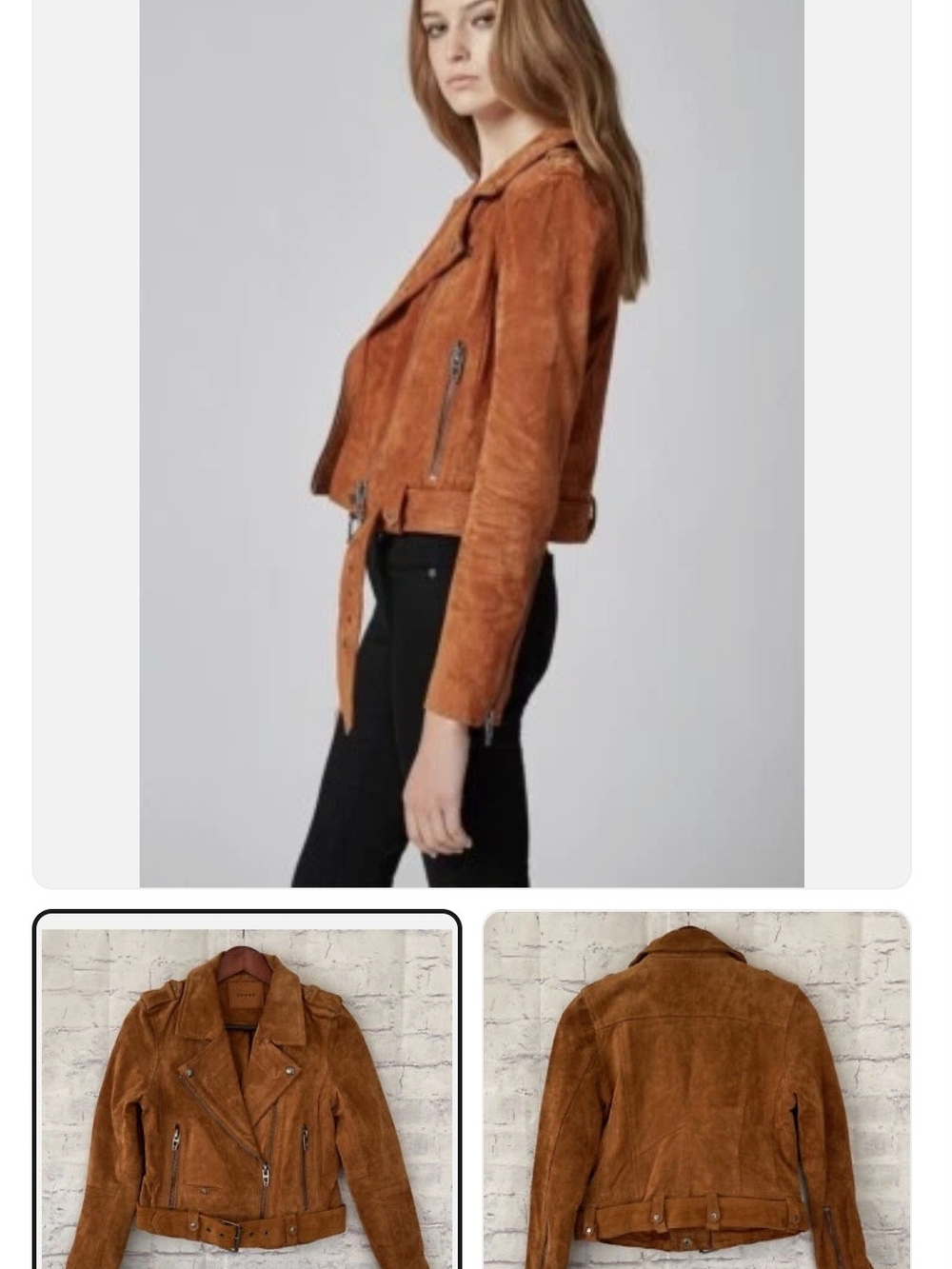 Blank NYC Suede Moto Jacket - Rust Orange. BLANKNYC Denim Morning Suede - Picture 4 of 15